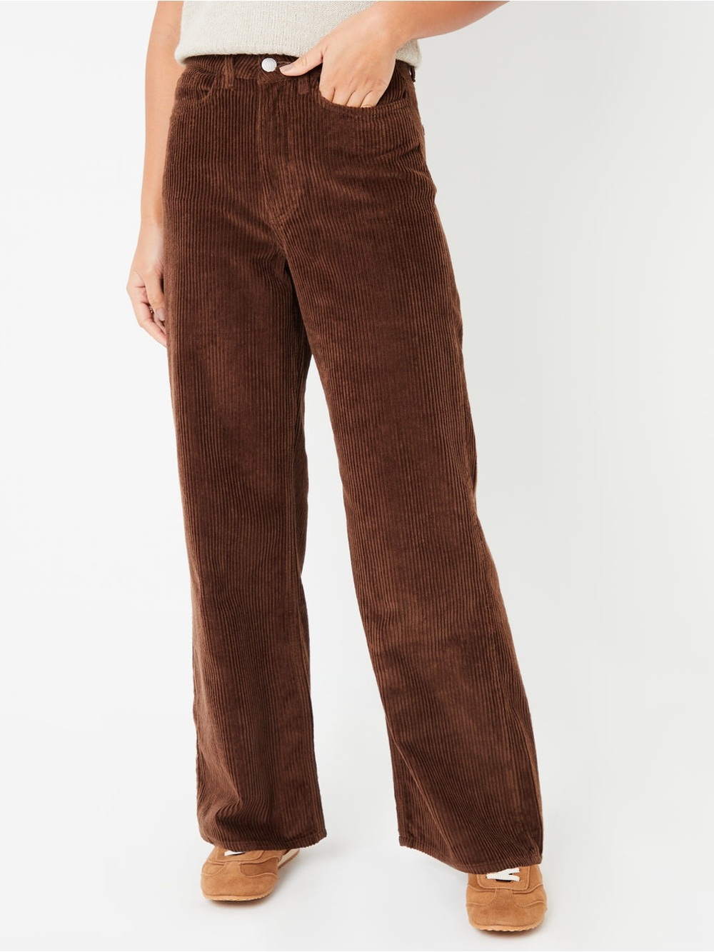 Chocolate Brown Wide Leg Corduroy Jeans